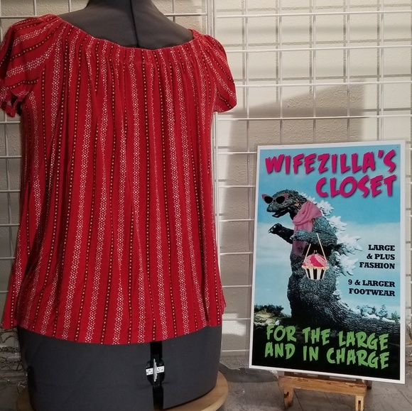 Torrid Salsa Red & Orange Off-The-Shoulder top - Picture 3 of 7